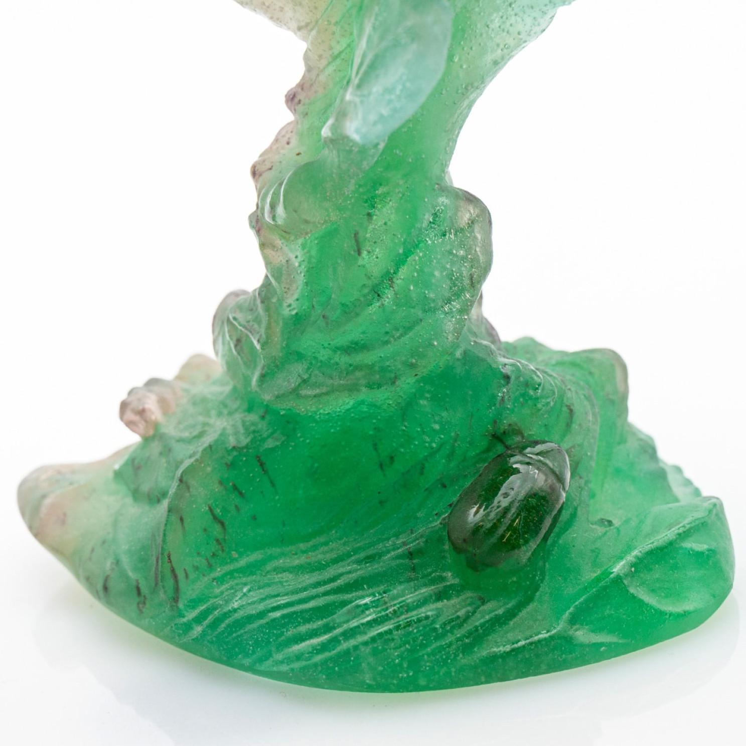 1 de los 2 Jarrones Daum Art Glass Soliflore, Flores Rosa Verde, Francia en venta 2