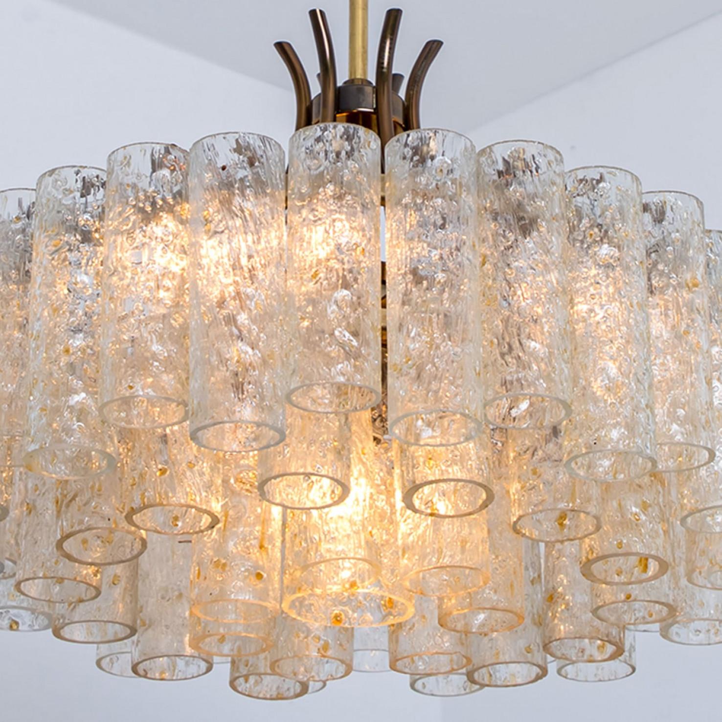 1 of the 2 Doria Gold Flakes Glass and Brass Chandeliers, Germany 1960s For Sale 6