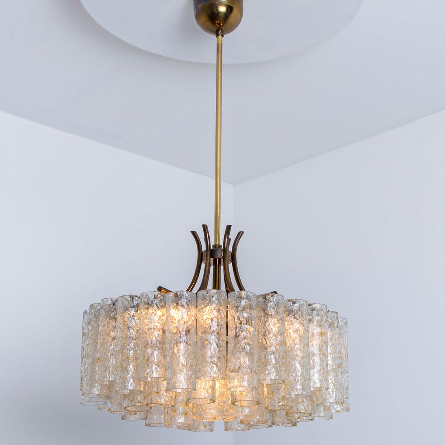 1 of the 2 Doria Gold Flakes Glass and Brass Chandeliers, Germany 1960s For Sale 10