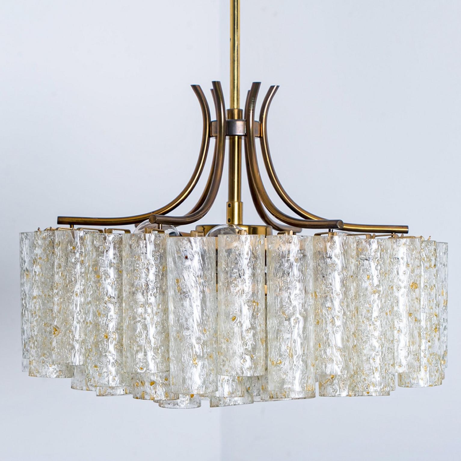 1 of the 2 Doria Gold Flakes Glass and Brass Chandeliers, Germany 1960s For Sale 12