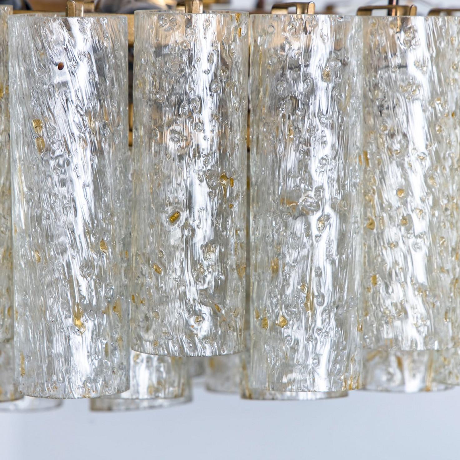 Other 1 of the 2 Doria Gold Flakes Glass and Brass Chandeliers, Germany 1960s For Sale