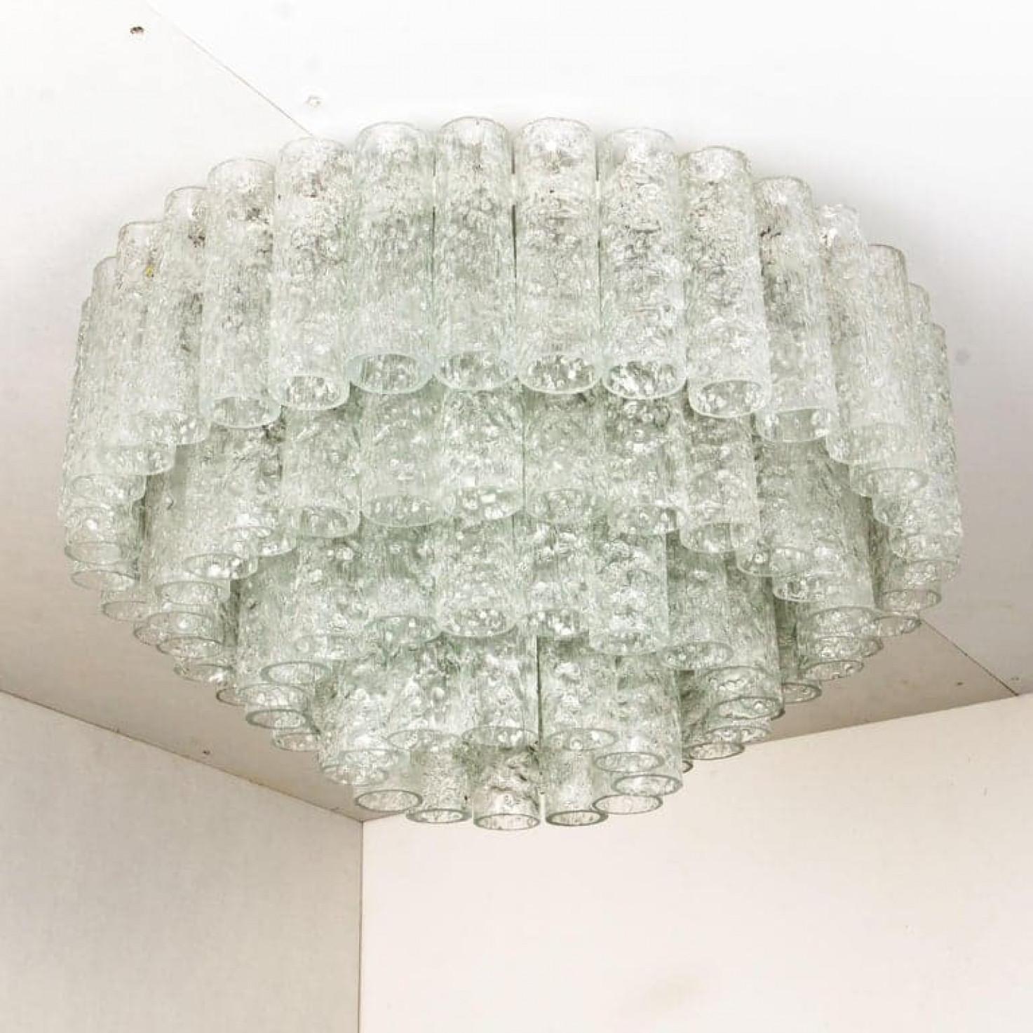 Mid-Century Modern 1 of the 2 Doria Organic Ballroom Flush Mounts with Glass Tubes, 1960s For Sale