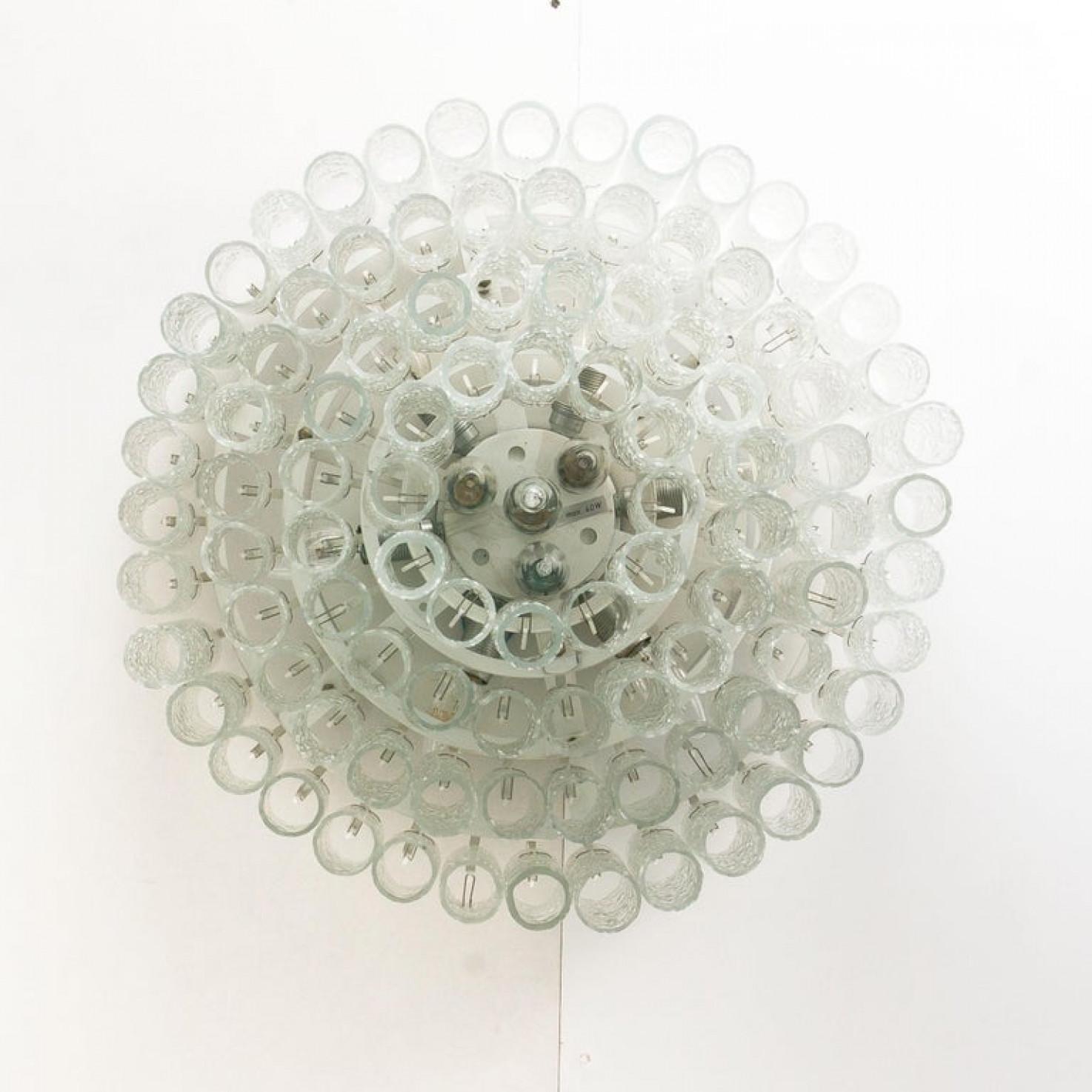 German 1 of the 2 Doria Organic Ballroom Flush Mounts with Glass Tubes, 1960s For Sale