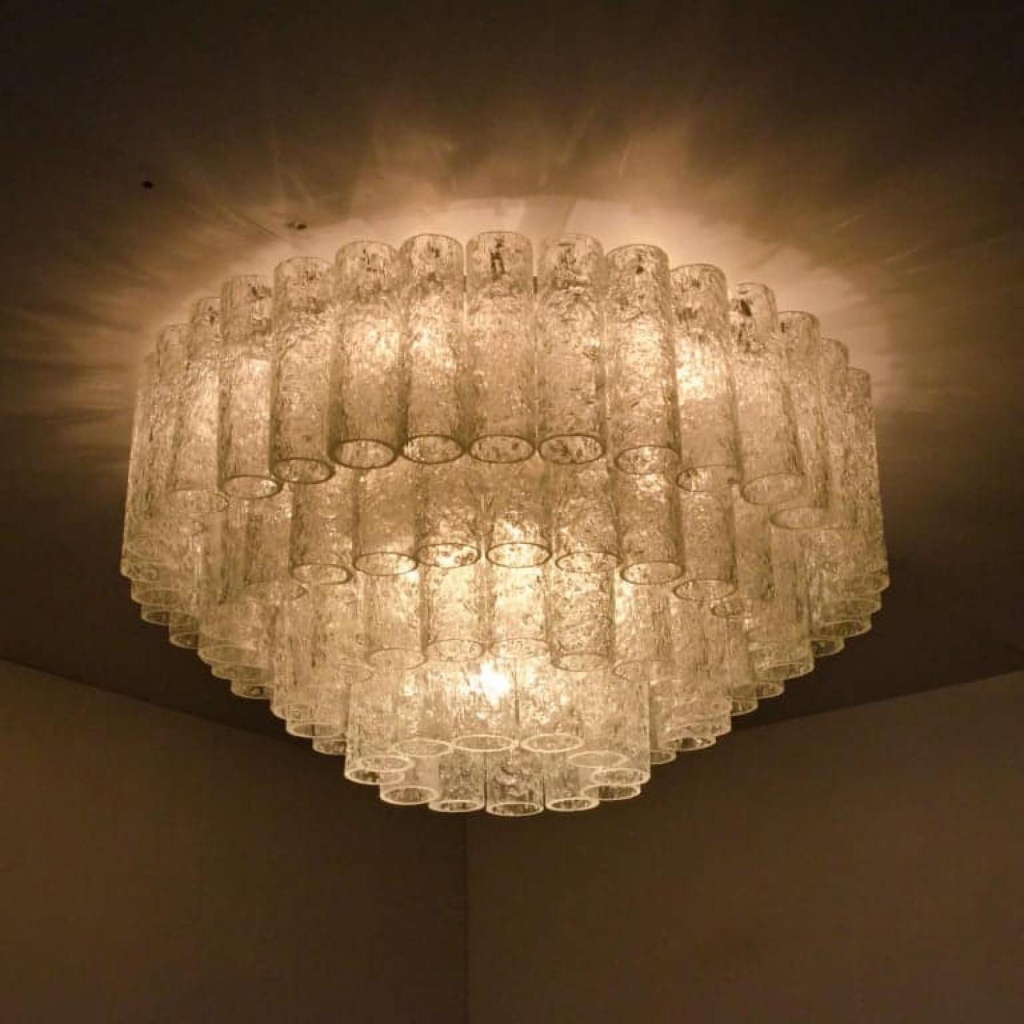 Other 1 of the 2 Doria Organic Ballroom Flush Mounts with Glass Tubes, 1960s For Sale