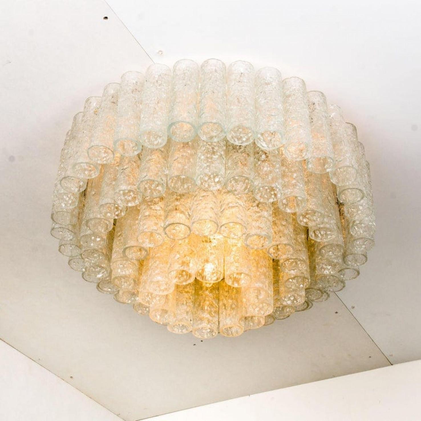 1 of the 2 Doria Organic Ballroom Flush Mounts with Glass Tubes, 1960s In Good Condition For Sale In Rijssen, NL