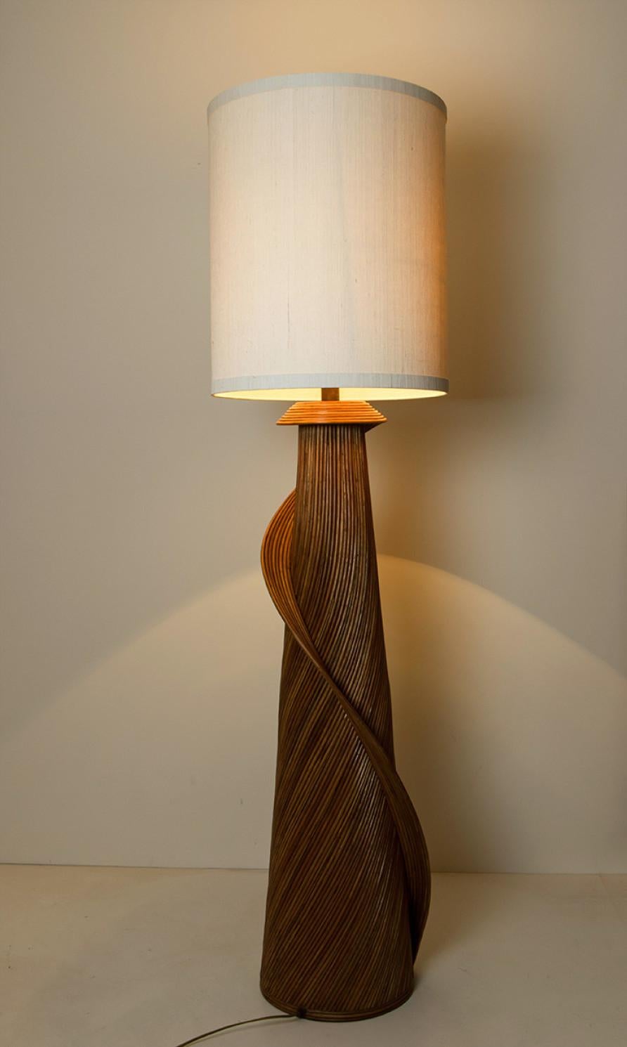 Hand-Crafted 1 of the 2 Eco-friendly Large Rattan Floor Lamps by René Houben For Sale