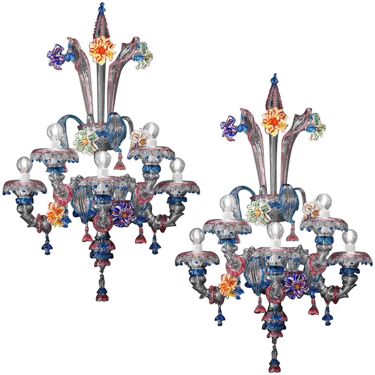 1 des 2 Exceptionnelles et Riches Appliques Murales de Signoretto, Murano en vente