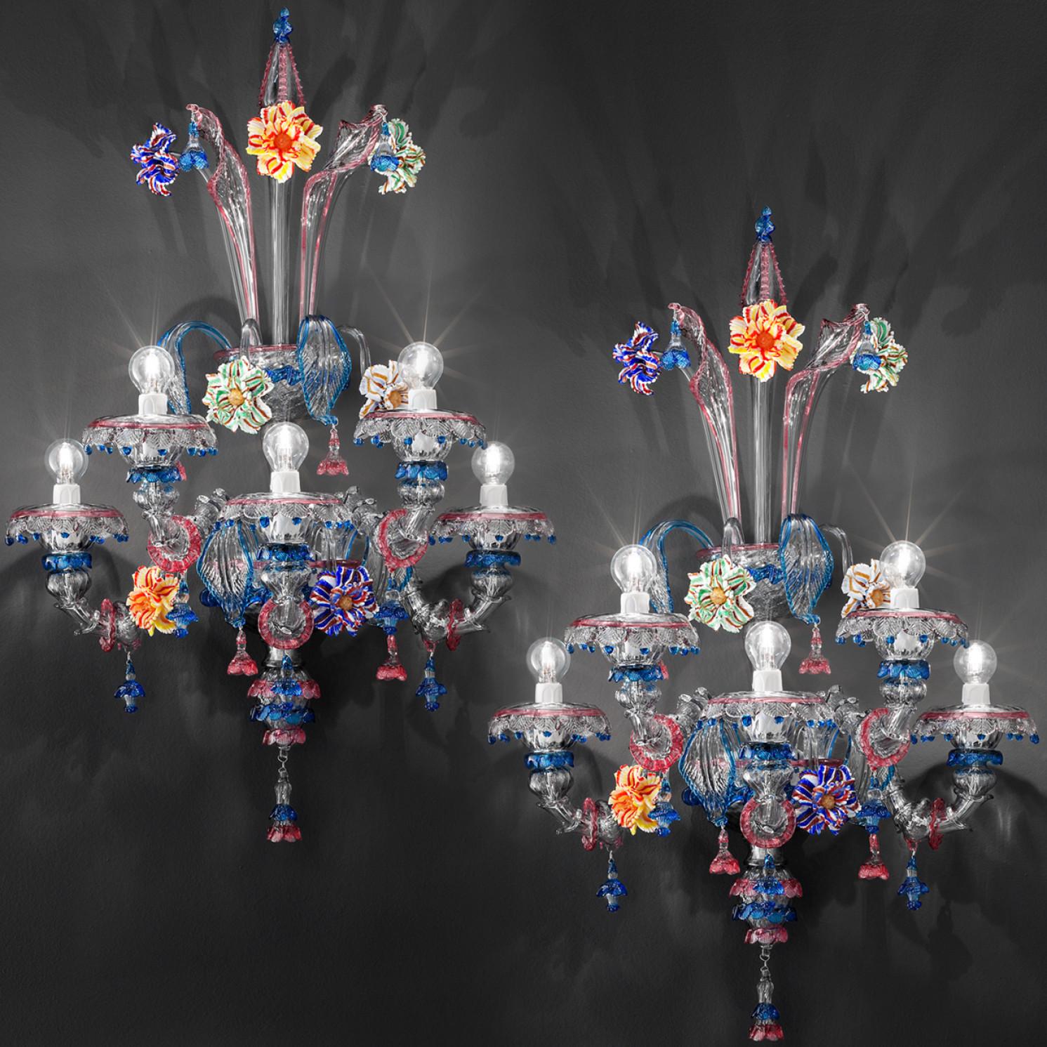 Polished 1 of the 2 Exceptional and Rich Wall Lights,  Murano For Sale