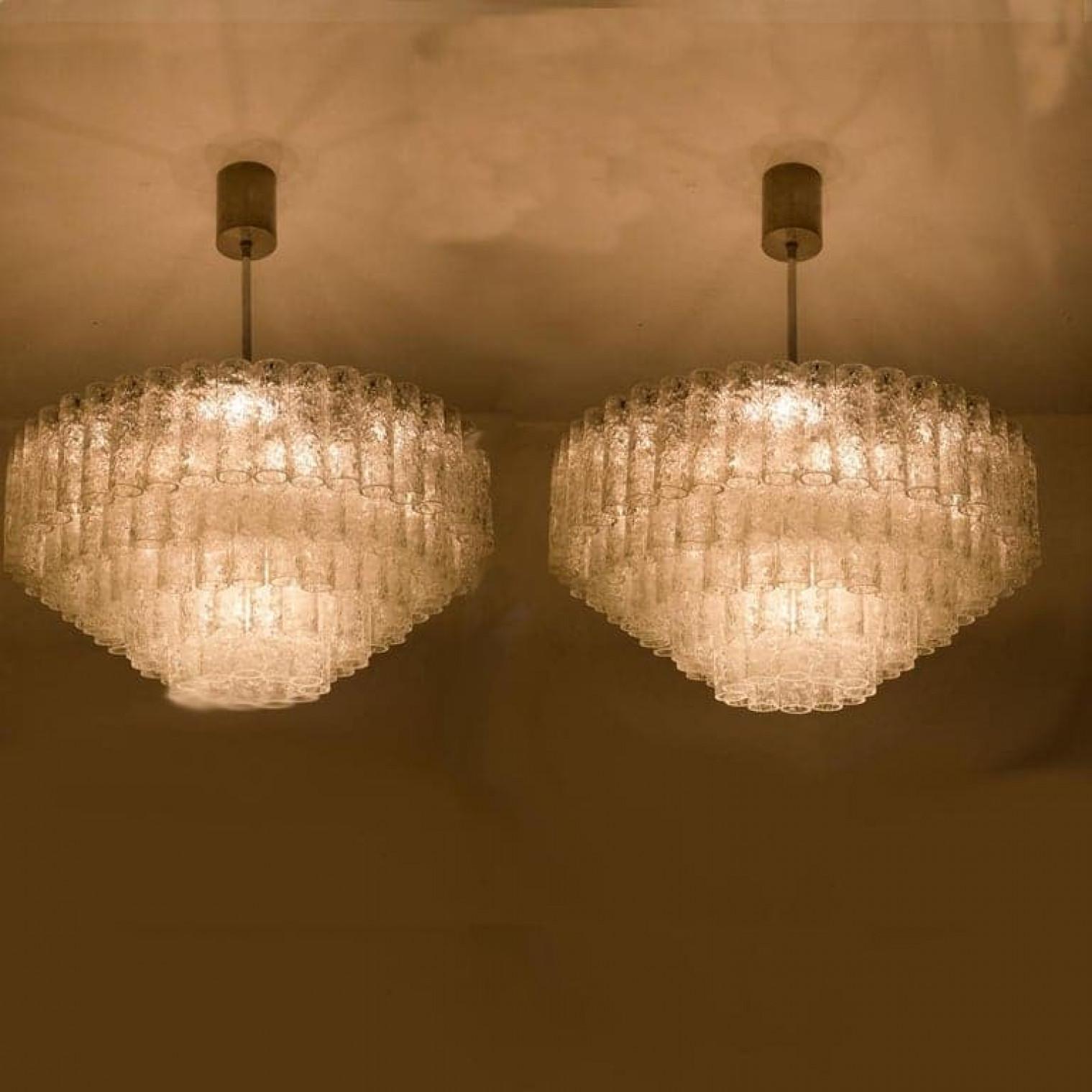1 of the 2 Exceptional Huge Five-Tier Doria Light Sculpture, 130 Glass Tubes For Sale 9