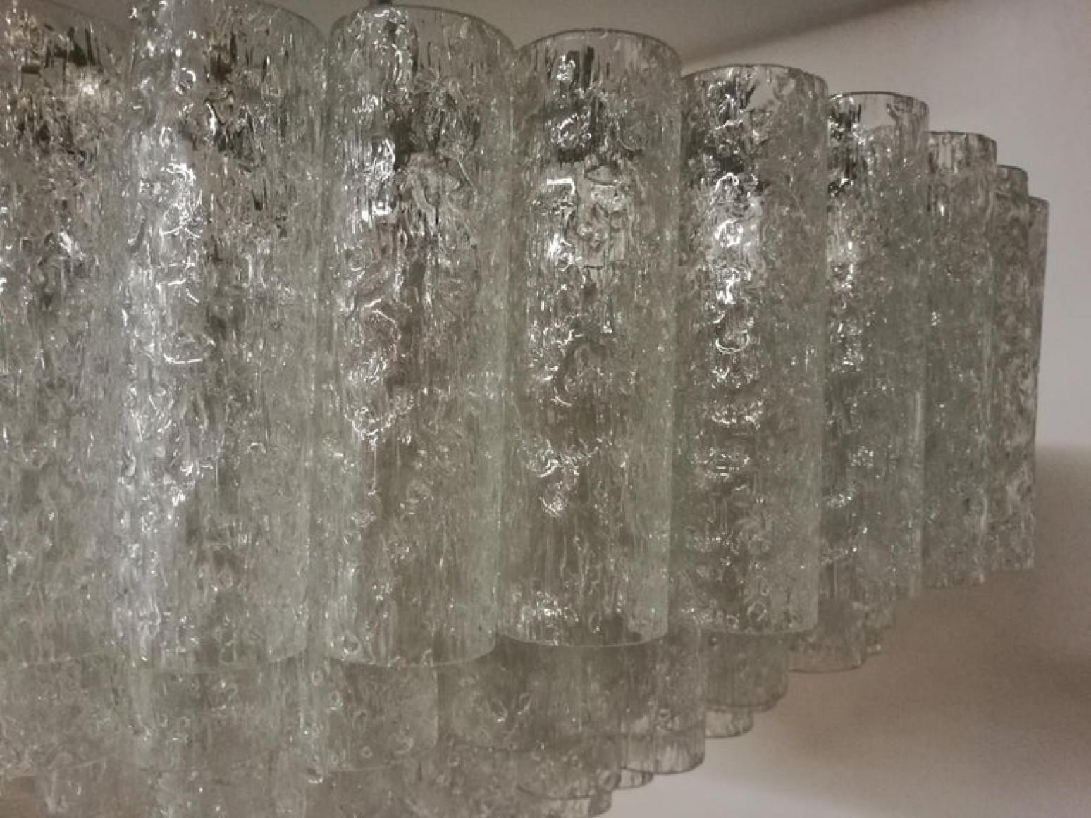 German 1 of the 2 Exceptional Huge Five-Tier Doria Light Sculpture, 130 Glass Tubes For Sale