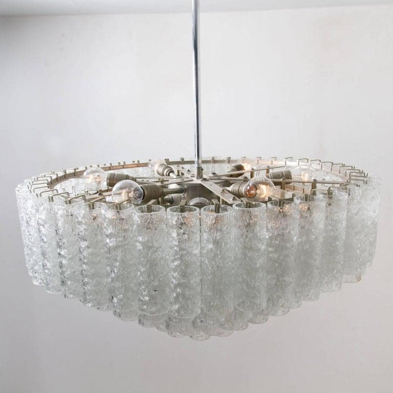 1 of the 2 Exceptional Huge Five-Tier Doria Light Sculpture, 130 Glass Tubes For Sale 1