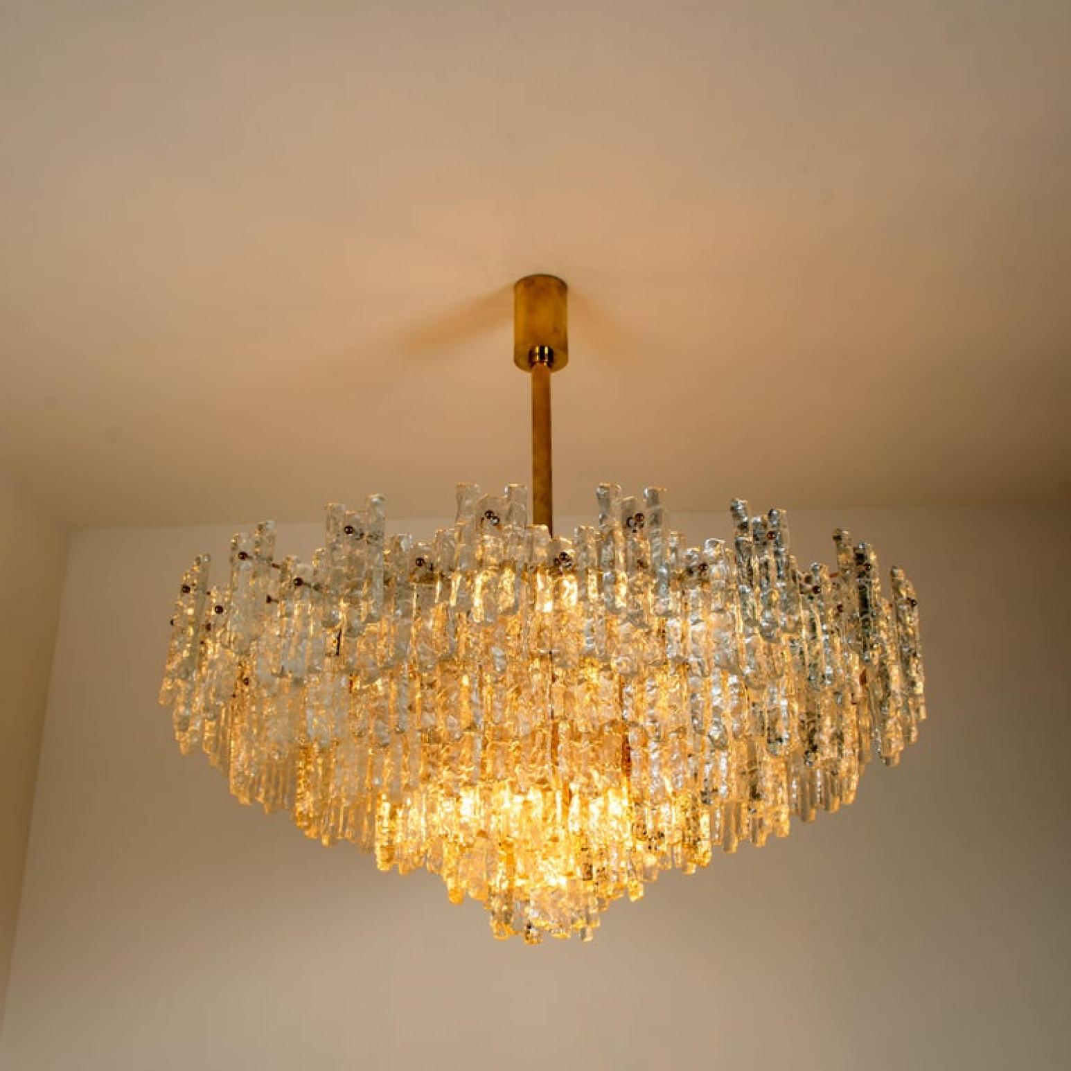 1 of the 2 Exceptional Huge Glass Flush Mount /Chandeliers by J.T. Kalmar, 1960s For Sale 2