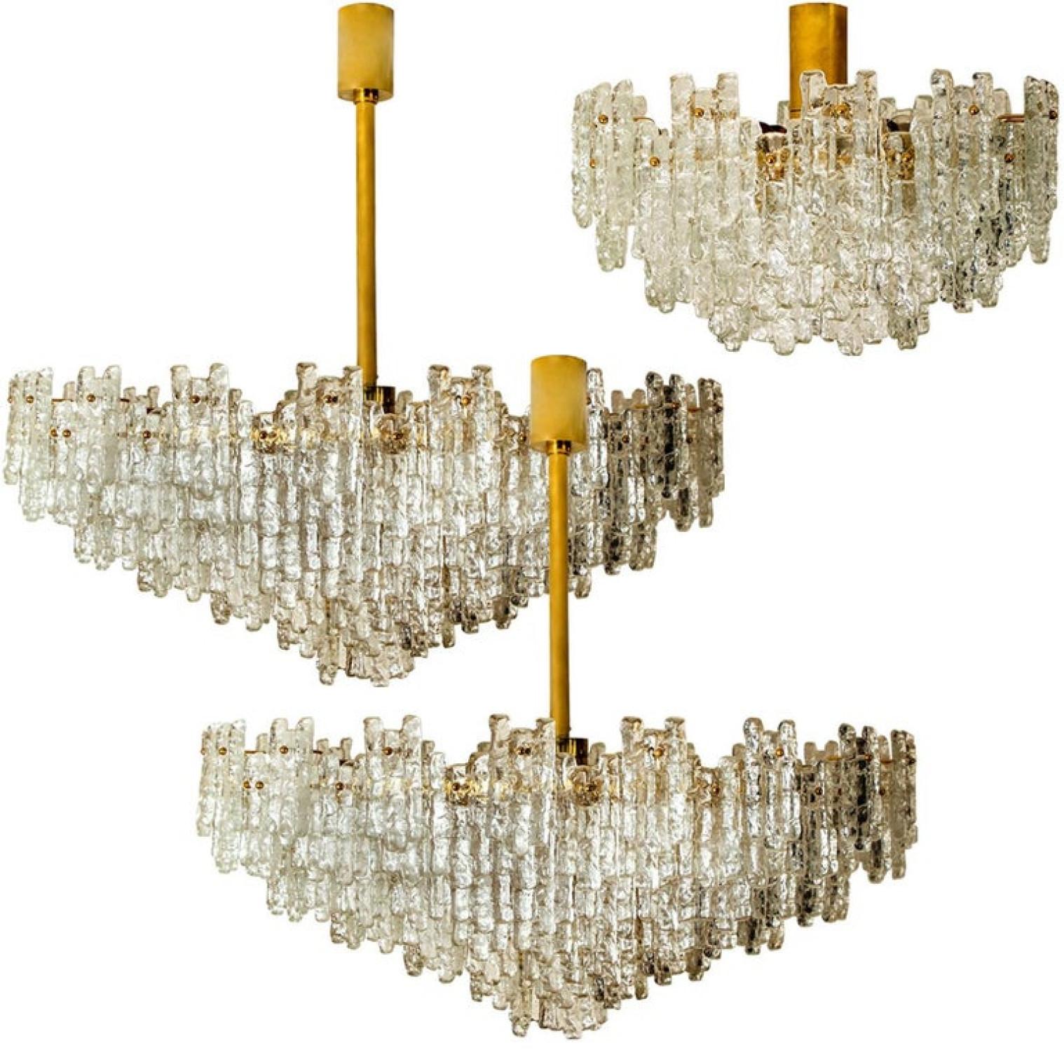 1 of the 2 Exceptional Huge Glass Flush Mount /Chandeliers by J.T. Kalmar, 1960s For Sale 6