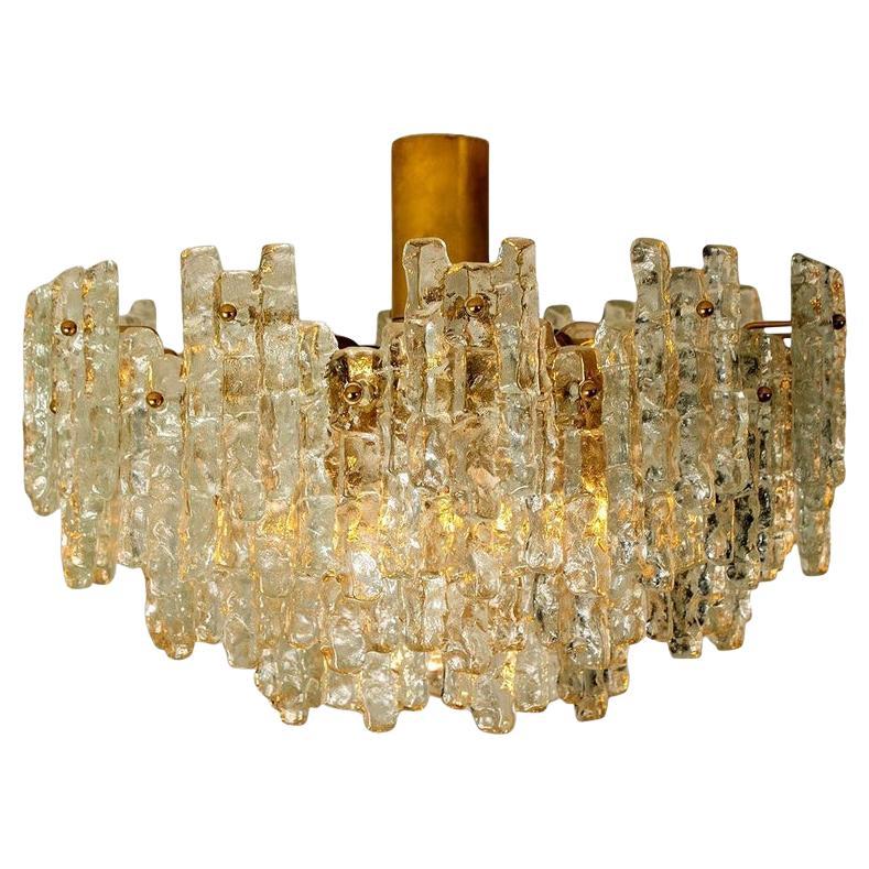 1 of the 2 Exceptional Huge Glass Flush Mount /Chandeliers by J.T. Kalmar, 1960s For Sale