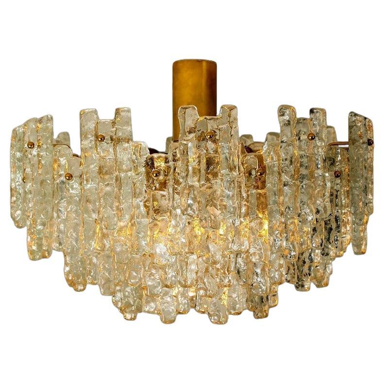 1 of the 2 Exceptional Huge Glass Flush Mount /Chandeliers by J.T. Kalmar, 1960s For Sale