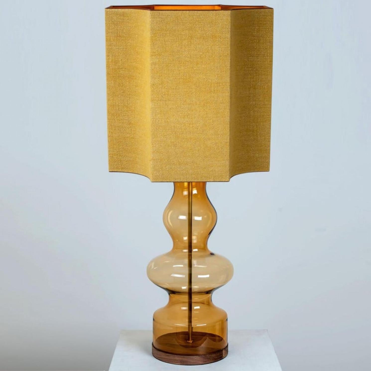 1 of the 2 Extra Large Glass Shaped Table Lamp with Custom Made Silk Lamp R Houb For Sale 3