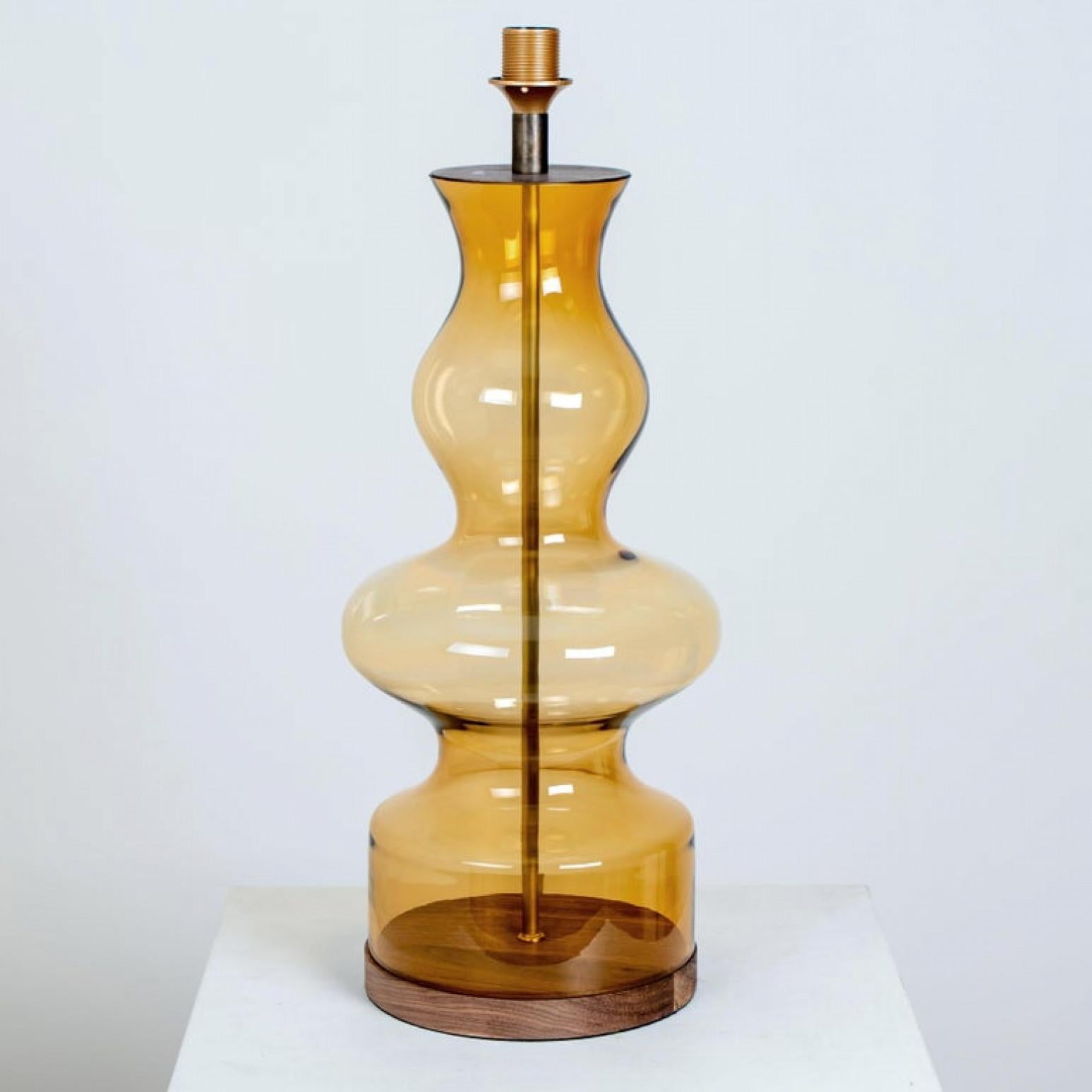 1 of the 2 Extra Large Glass Shaped Table Lamp with Custom Made Silk Lamp R Houb For Sale 3