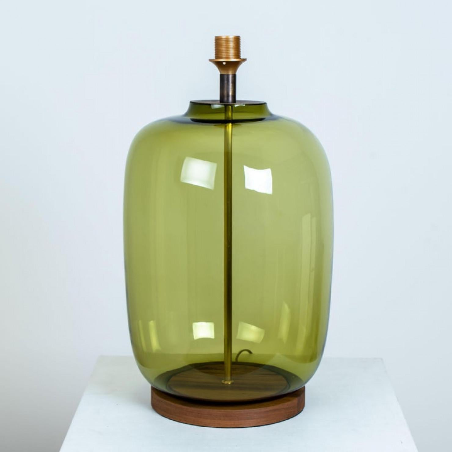 1 of the 2 Extra Large Glass Shaped Table Lamp with Custom Made Silk Lamp R Houb For Sale 8