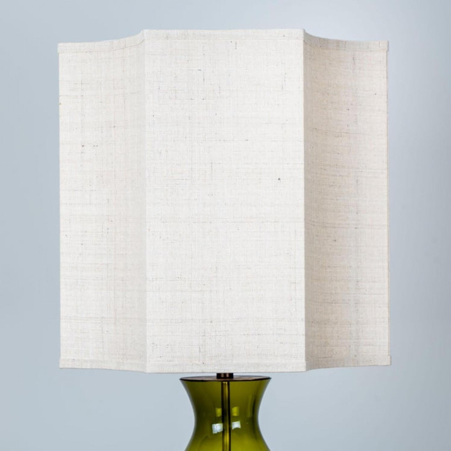 1 of the 2 Extra Large Glass Shaped Table Lamp with Custom Made Silk Lamp R Houb For Sale 9
