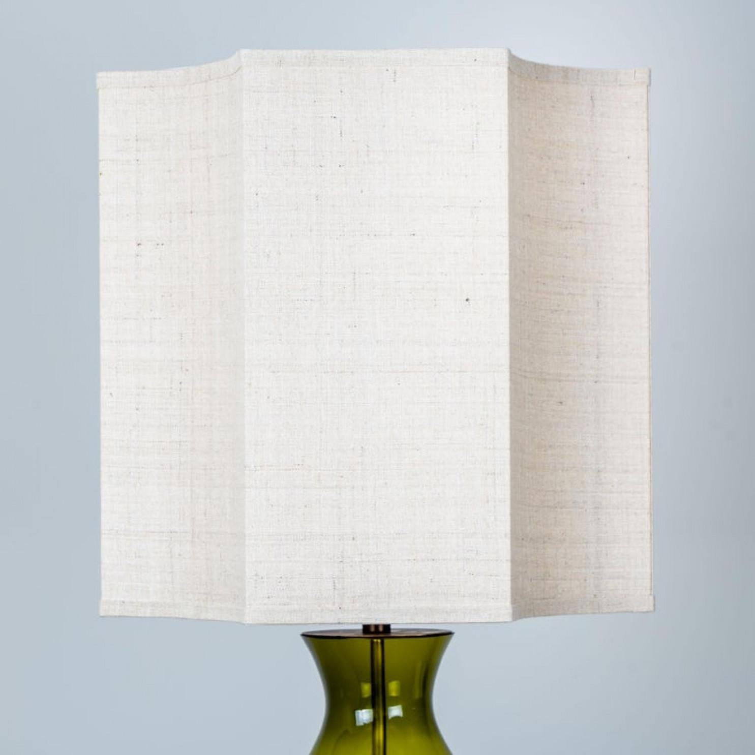 1 of the 2 Extra Large Glass Shaped Table Lamp with Custom Made Silk Lamp R Houb For Sale 10