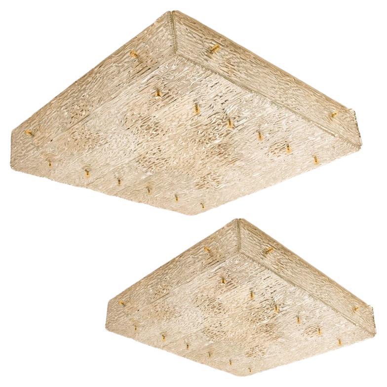 1 des 2 plus grands encastrés carrés en verre texturé de Kalmar, Autriche, 1960