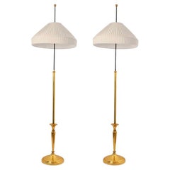 1 of the 2 Floor Lamps With Brass and Black Base, Germany 1960