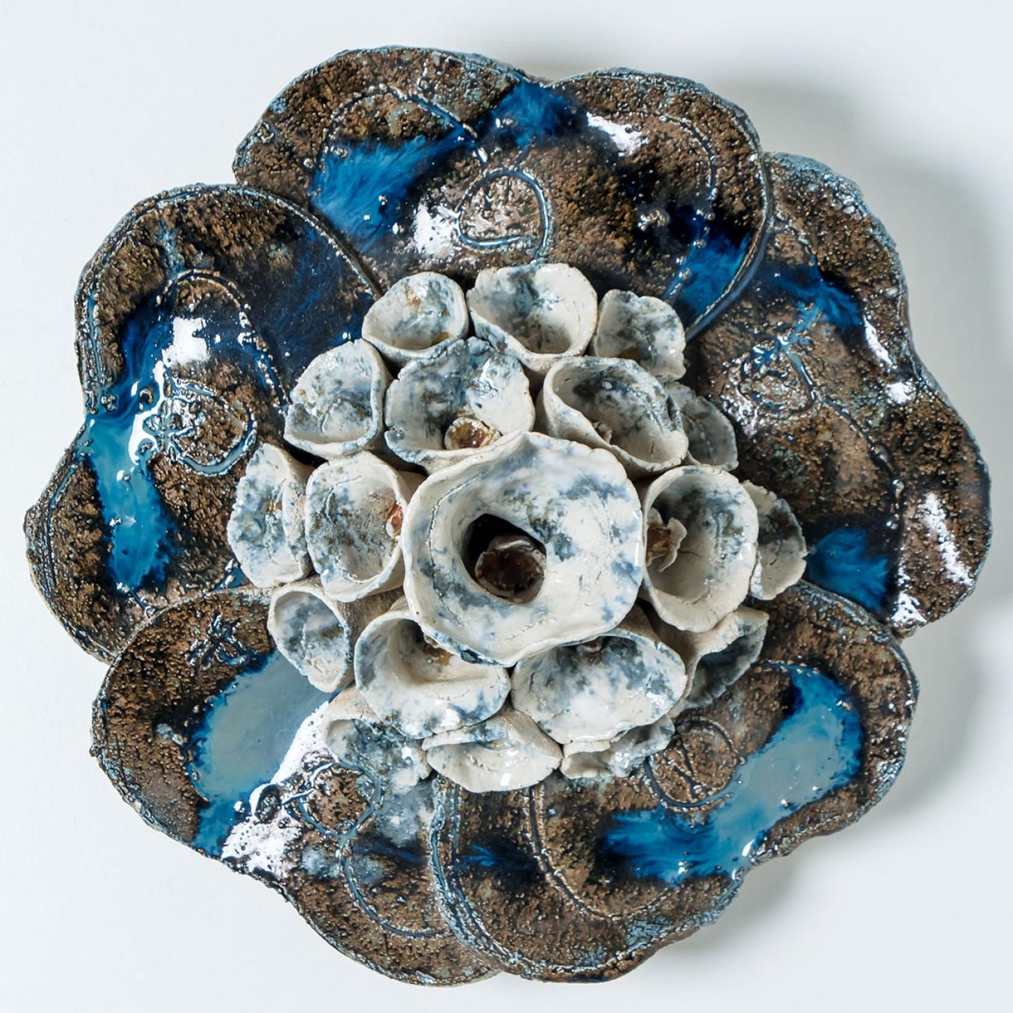 1 delle 2 applique floreali in ceramica, Danimarca, 1970 in vendita 5