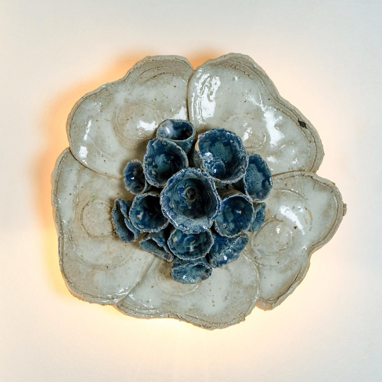 1 delle 2 applique floreali in ceramica, Danimarca, 1970 in vendita 9