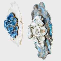 1 delle 2 applique floreali in ceramica, Danimarca, 1970