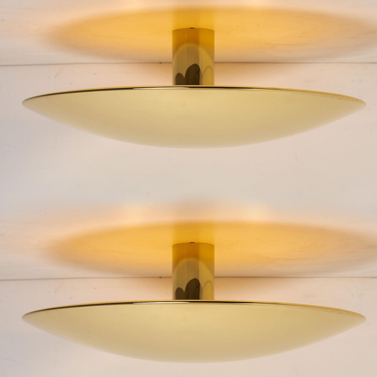 German 1 of the 2 Florian Schulz Brass Flush Mount Ceiling / Wall Lights