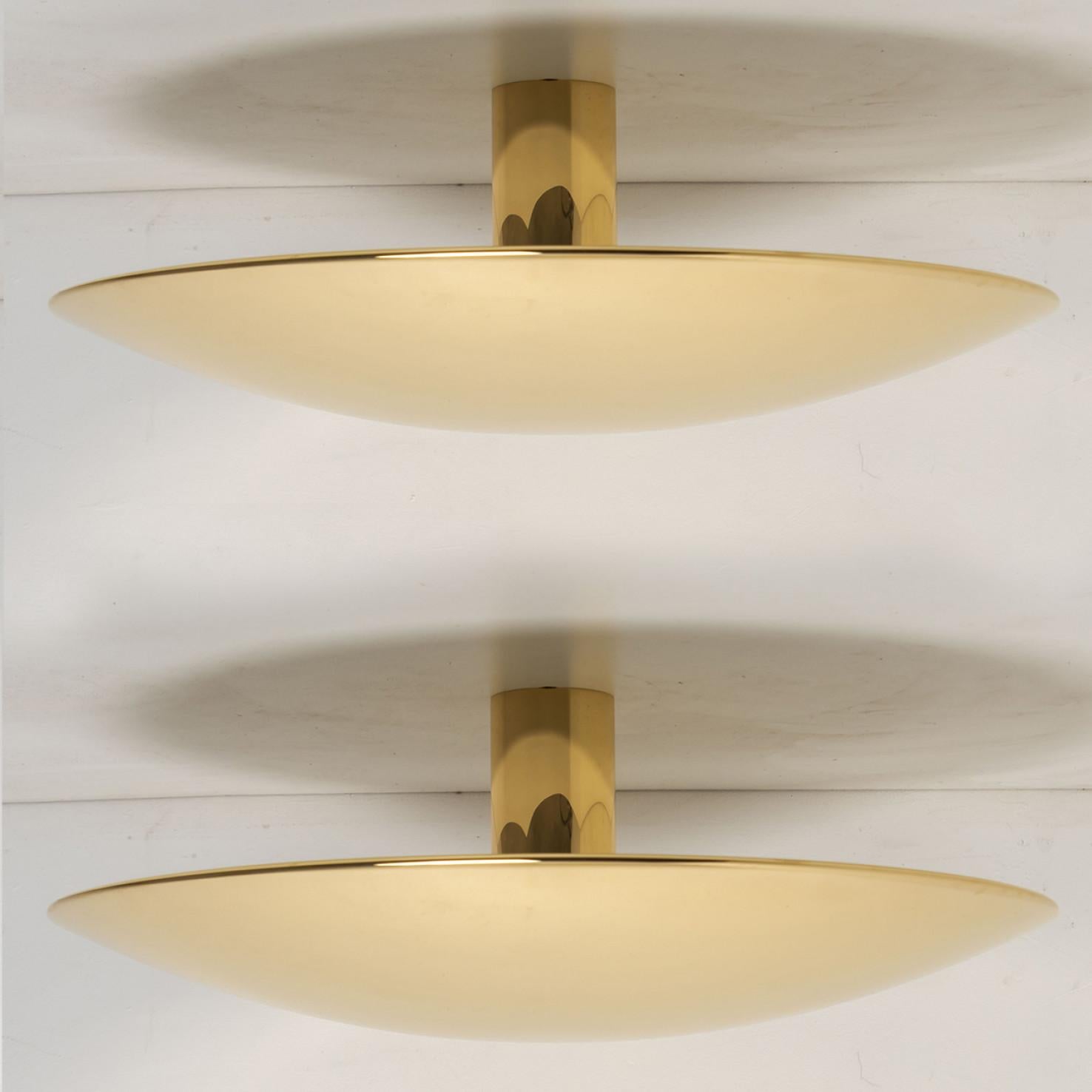 1 of the 2 Florian Schulz Brass Flush Mount Ceiling / Wall Lights 1