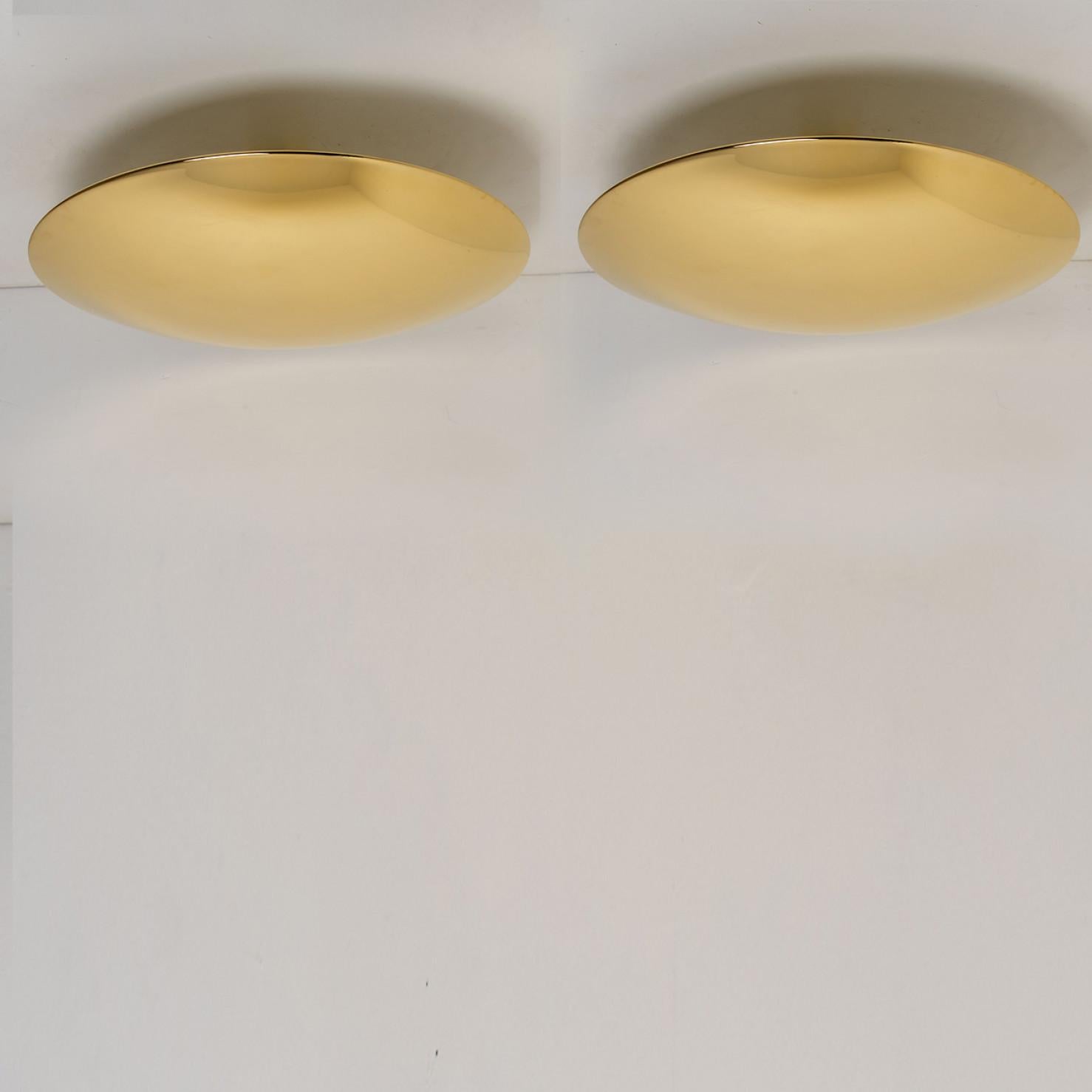 1 of the 2 Florian Schulz Brass Flush Mount Ceiling / Wall Lights For Sale 2