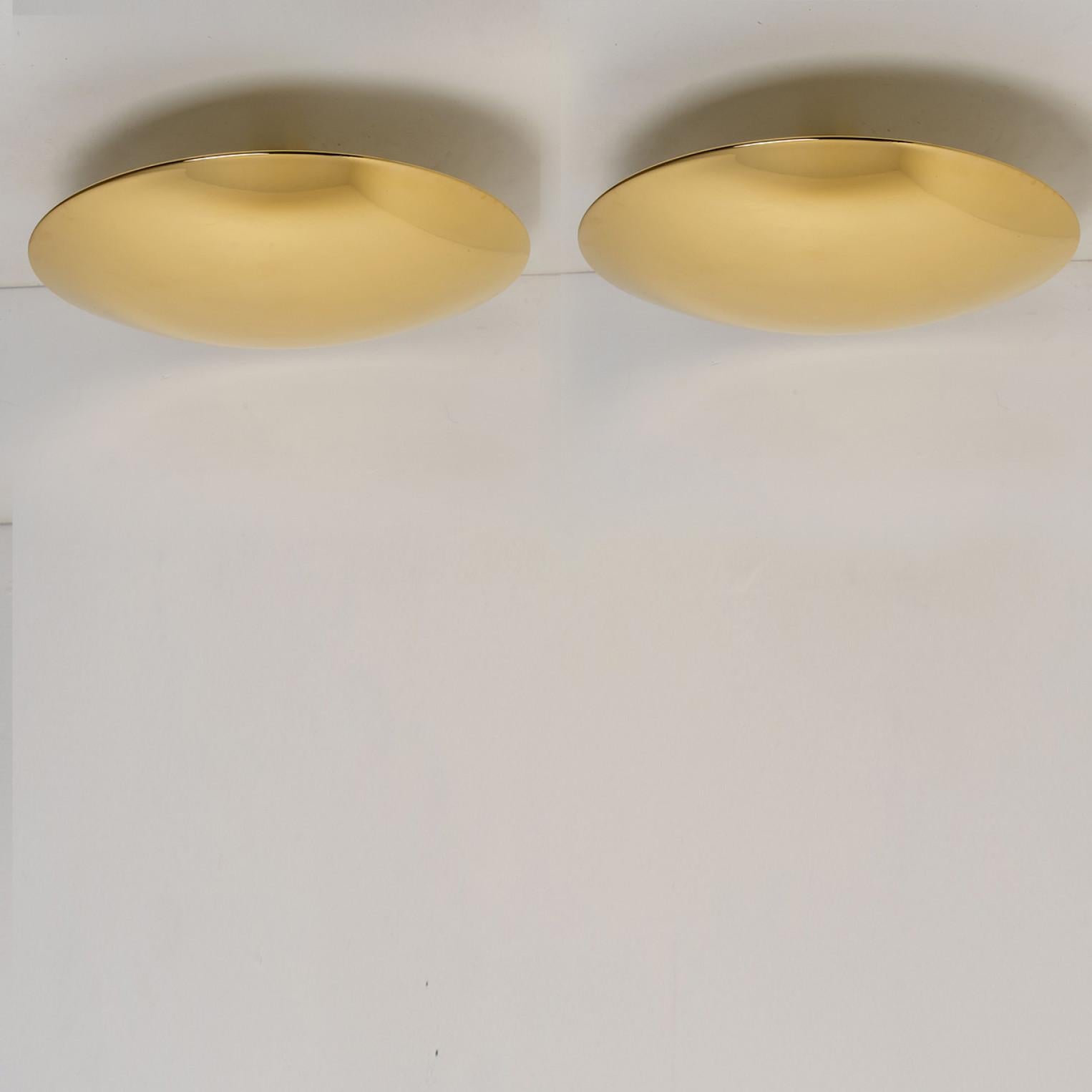 1 of the 2 Florian Schulz Brass Flush Mount Ceiling / Wall Lights 2