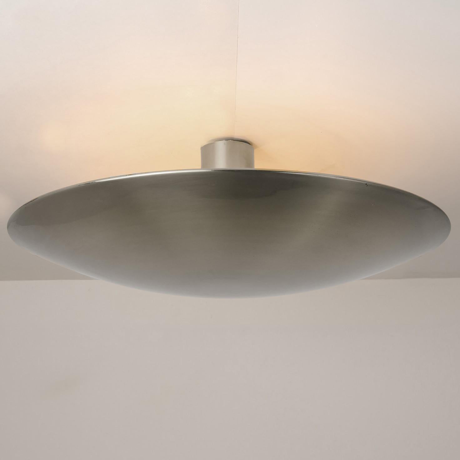 20th Century 1 of the 2 Florian Schulz Nickel Plated Flush Mount Ceiling / Wall Lights For Sale
