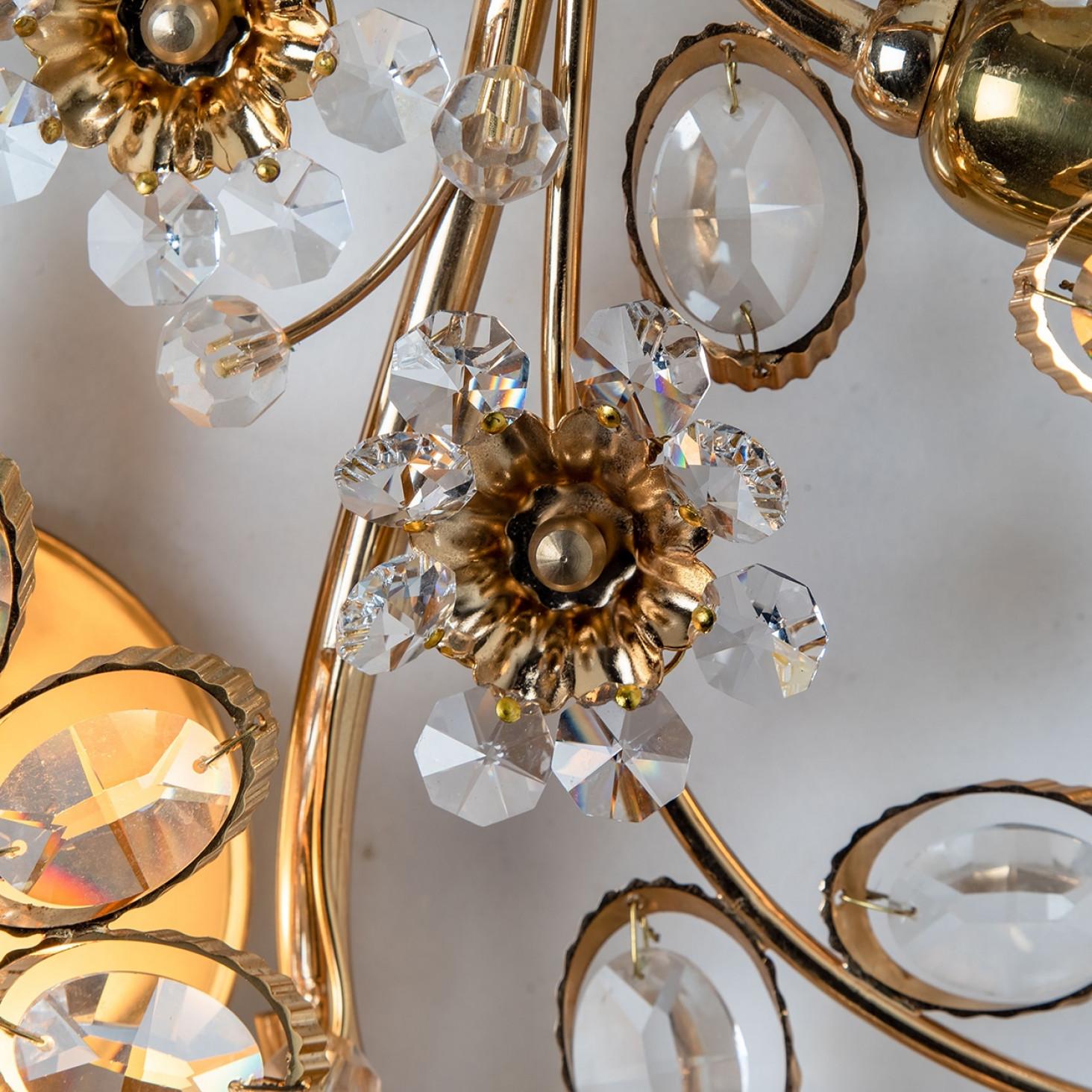 1 de los 2 Apliques Flor de Cristal y Latón de Palwa, años 60, Alemania en venta 6