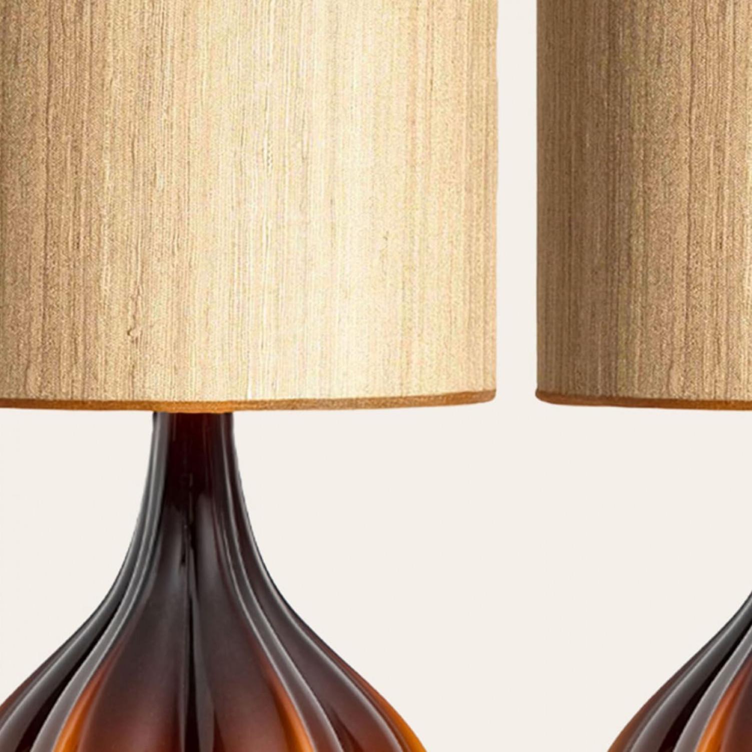 1 of the 2 Flower shaped Glass Table Lamps with Custom Shade Peill Putzler, 1970 (Sonstiges) im Angebot
