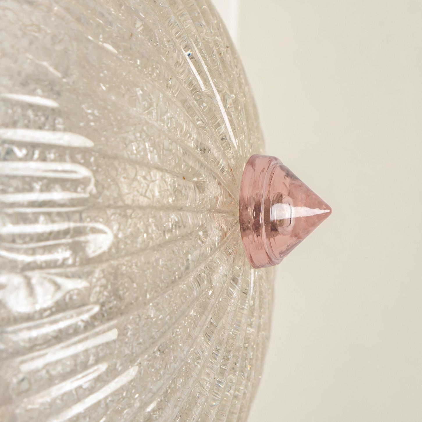 Mid-Century Modern 1 of the 2 Flush Mount with Pink and and Clear Murano Glass by Barovier & Toso For Sale