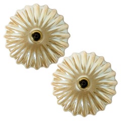 1 de los 2 Flush Mounts con Cristal de Murano Ámbar al estilo de Barovier & Toso