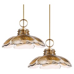 1 of the 2 Four-Panel Glass Flower Chandeliers by Kalmar, Austria, 1970