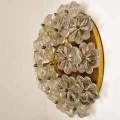 1 of the 2 Glass and Brass Floral Wall Light by Ernst Palme, 1970s