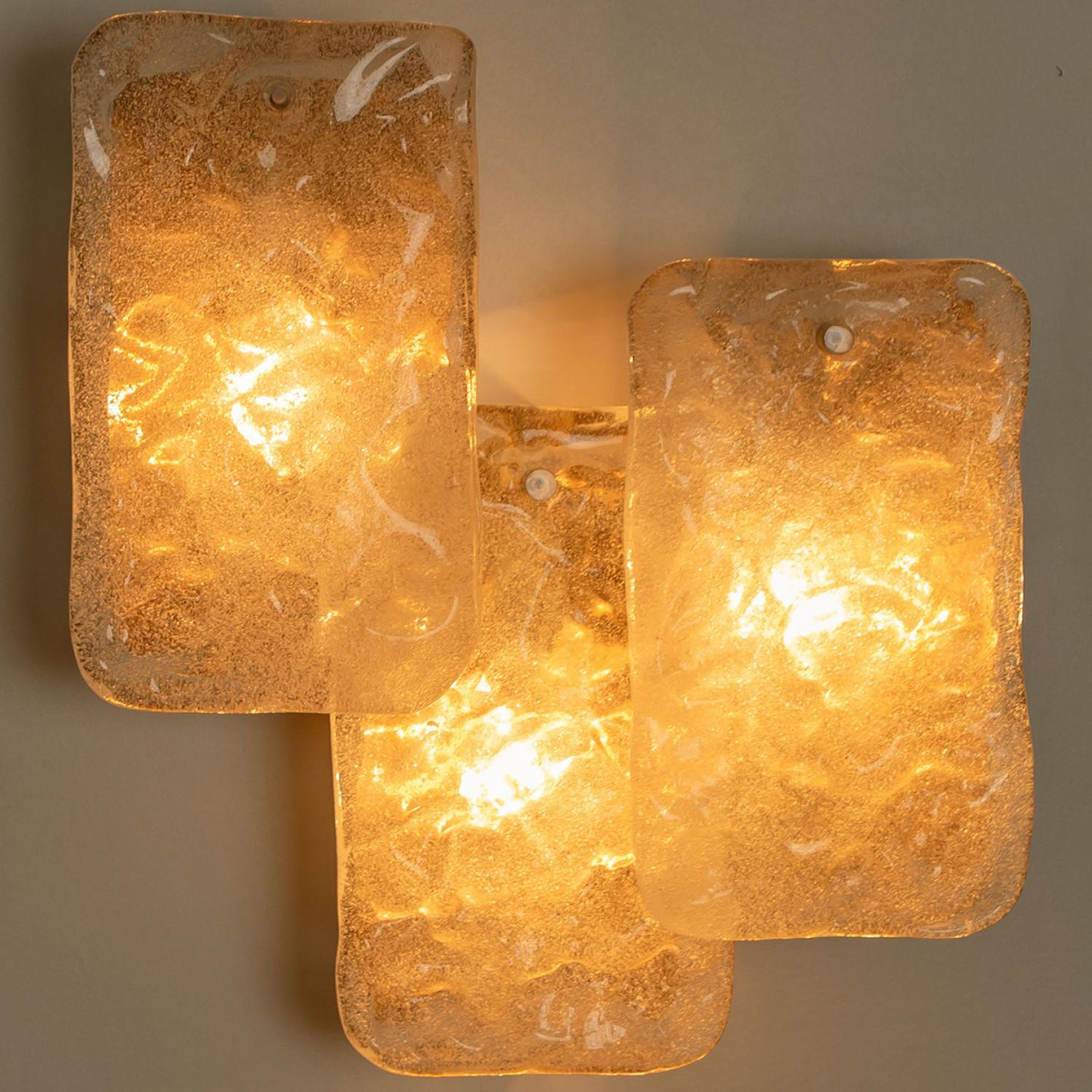 1 of the 2 Glass and Brass Light Fixture Designed by J.T Kalmar, Austria, 1960s For Sale 1