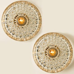 1 of the 2 Glass Flush Mount Wall Lights from Peill & Putzler, Germany 1970s