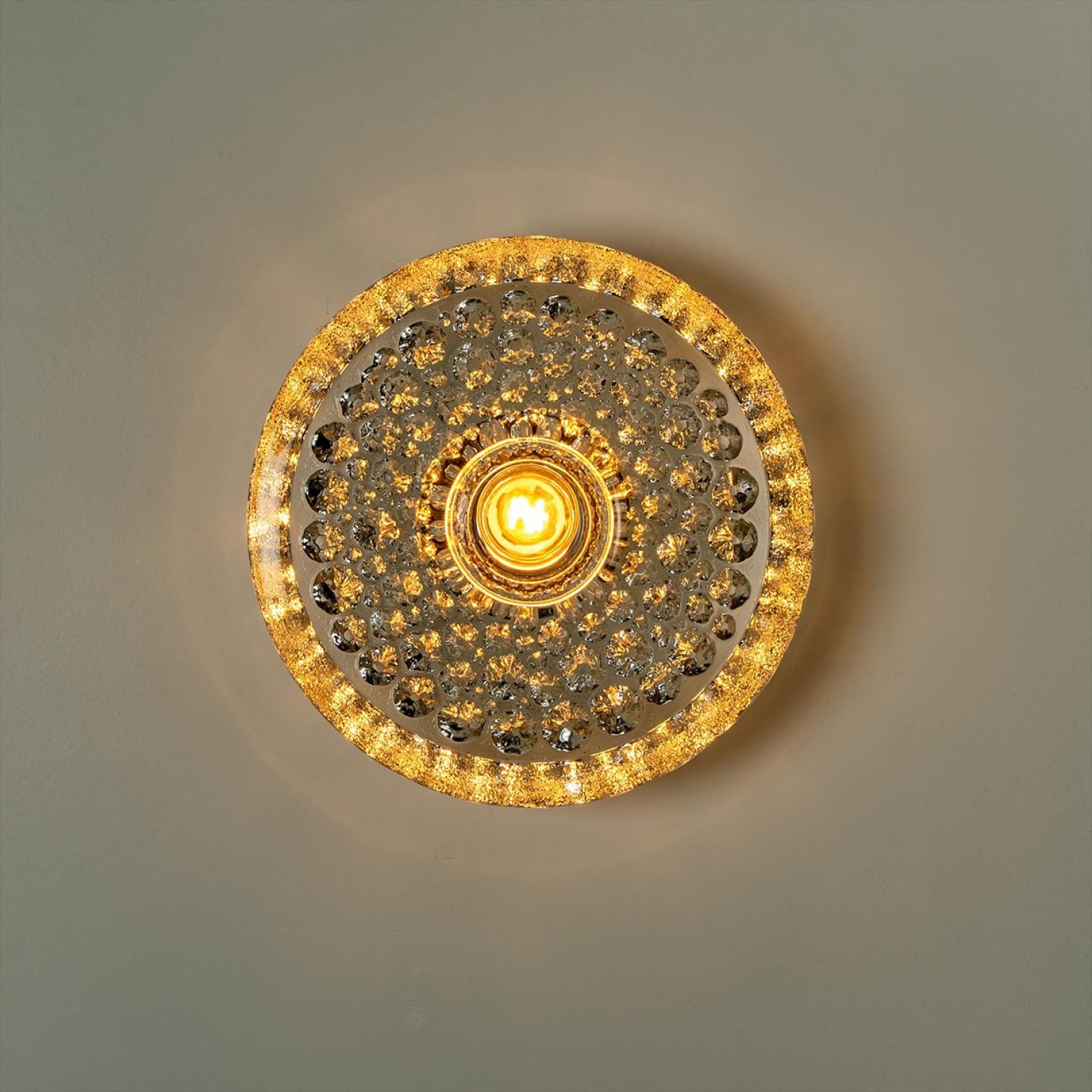 1 of the 2 Glass Flush Mount Wall Lights from Peill & Putzler, Germany 1970s For Sale 1