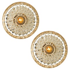 1 der 2 Glass Flush Mount Wall Lights von Peill & Putzler, Deutschland 1970er