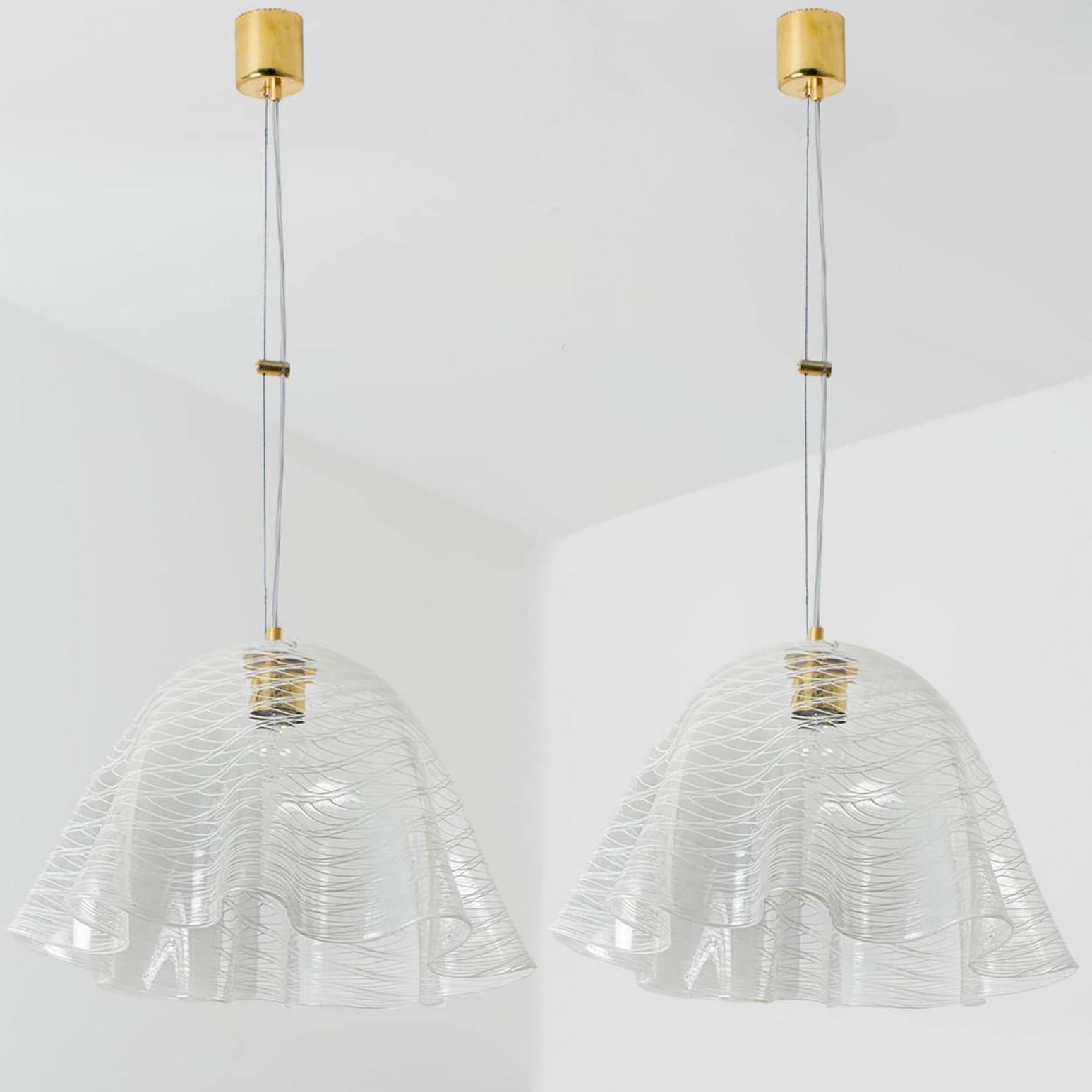 1 of the 2 Glass Kalmar Fazzoletto Pendants, 1970s 8