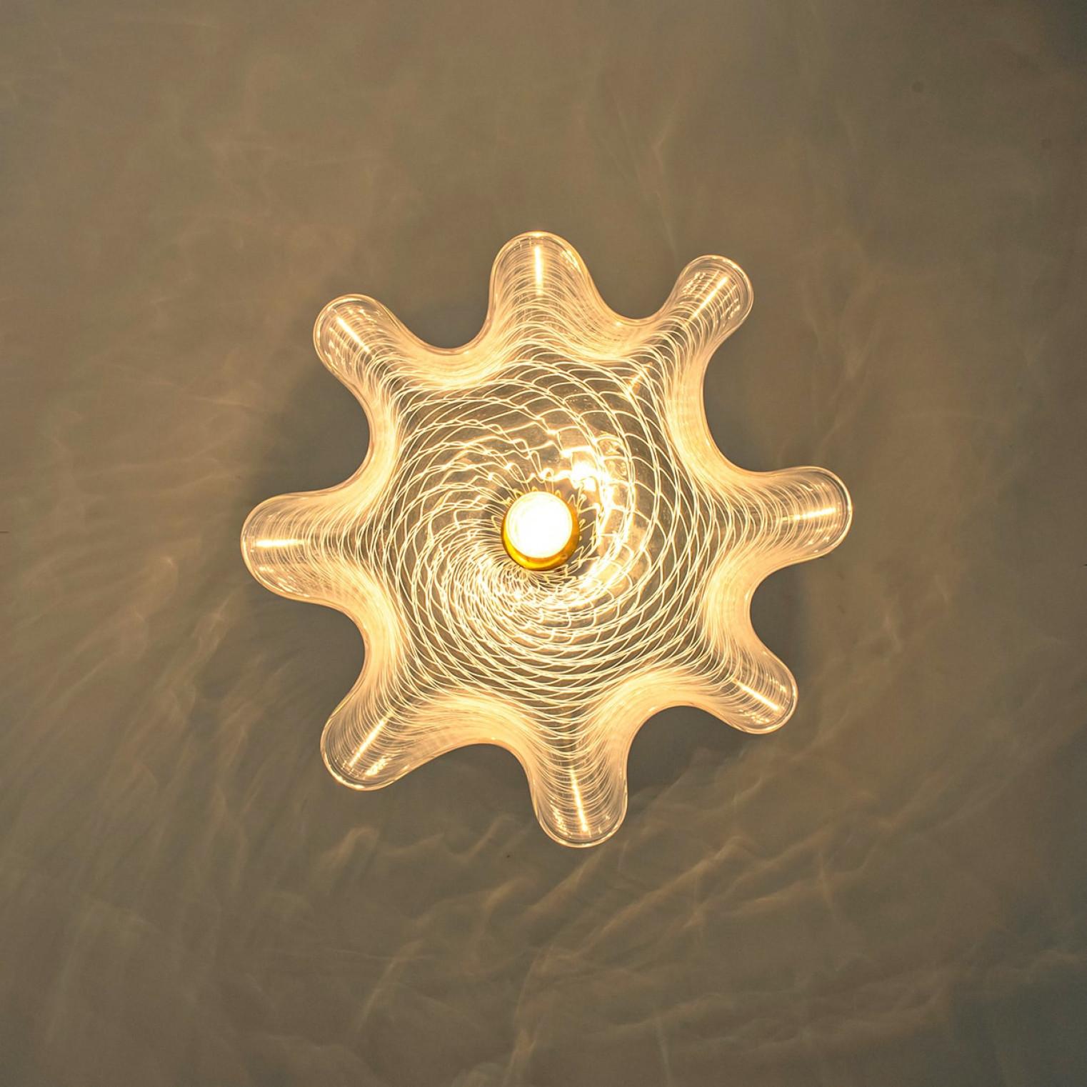 Austriaco 1 of the 2 Glass Kalmar Fazzoletto Pendants, 1970s