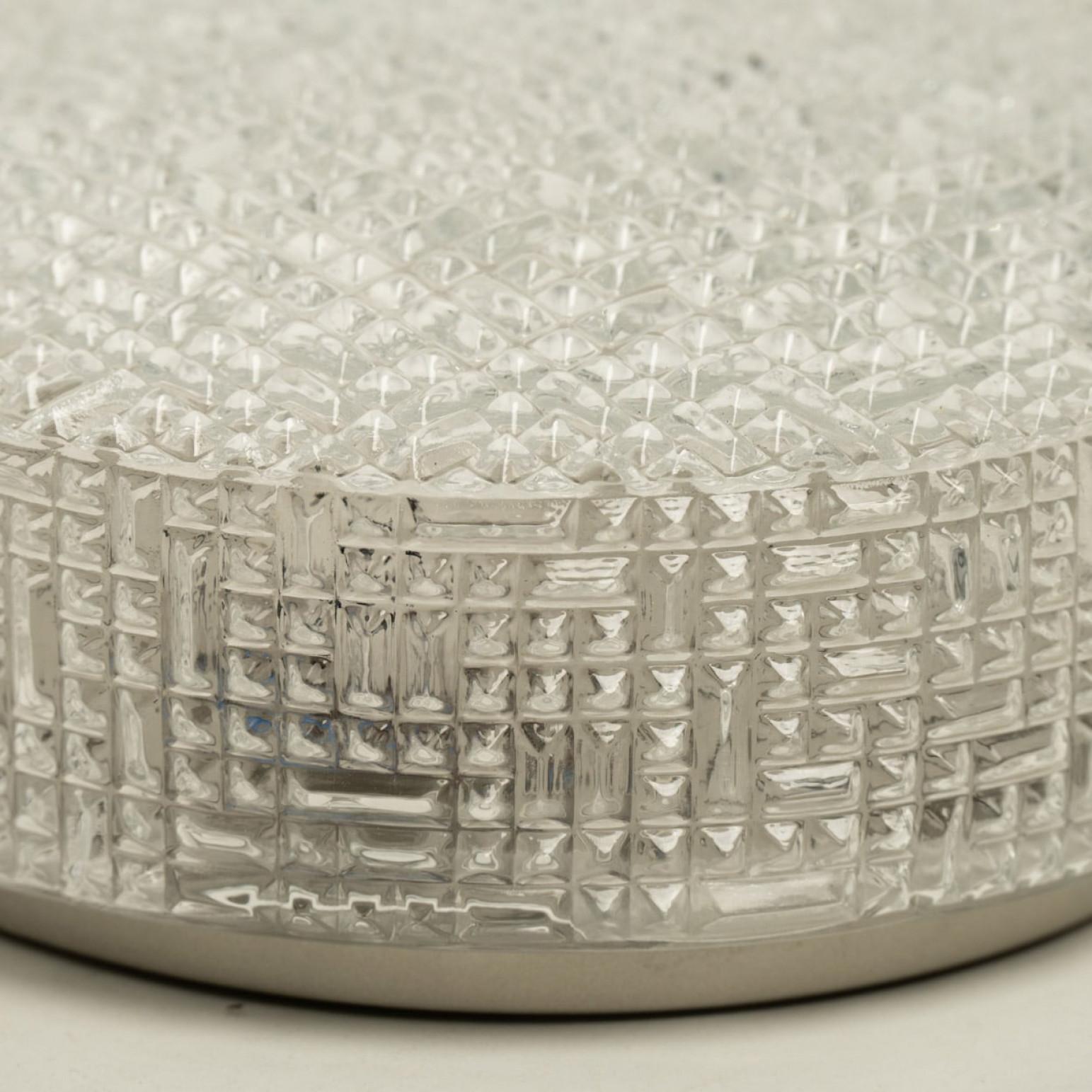 1 of the 2 Glass Silver Flush Mount In Style Of Helena Tynell, Germany 1960s en venta 2