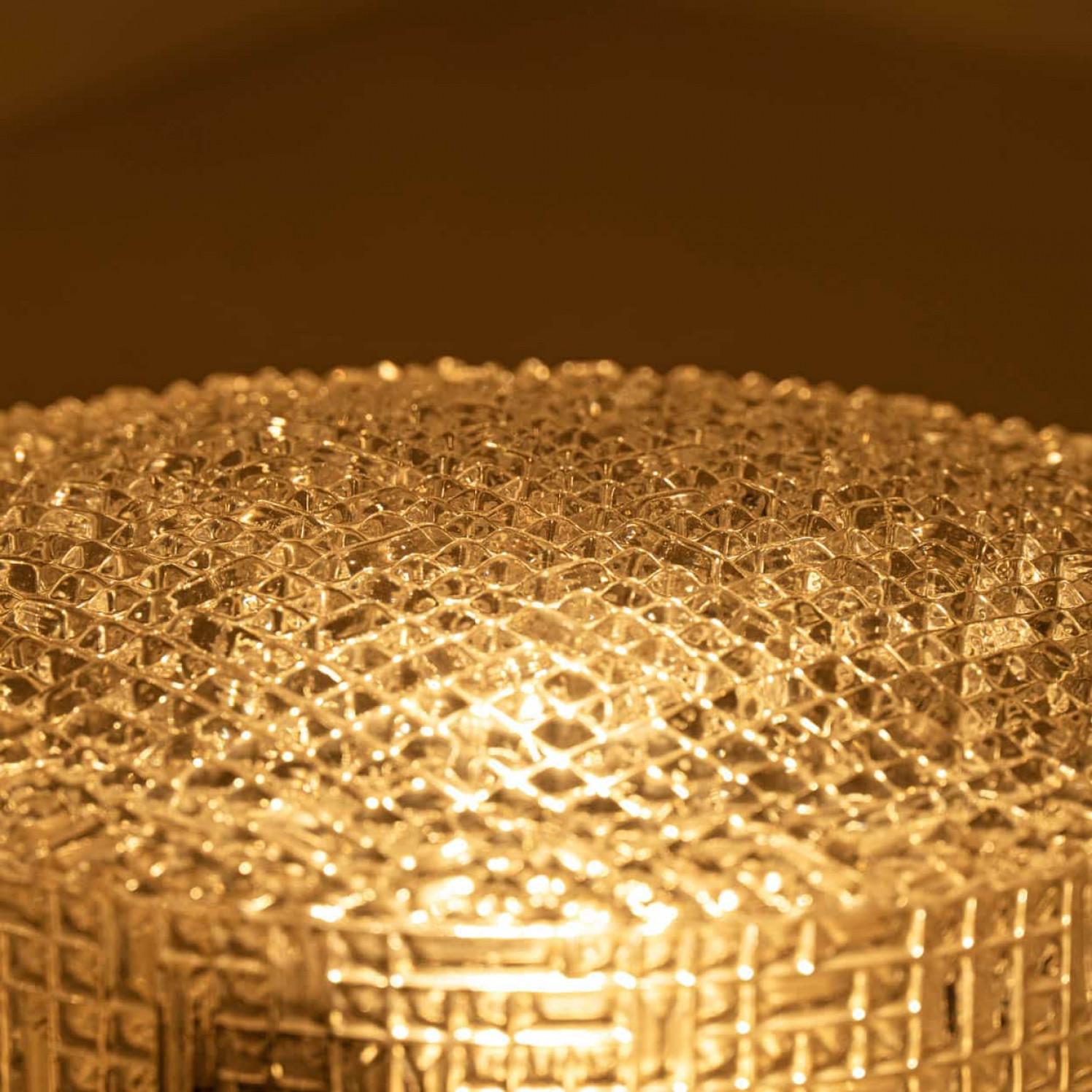 1 of the 2 Glass Silver Flush Mount In Style Of Helena Tynell, Germany 1960s en venta 3