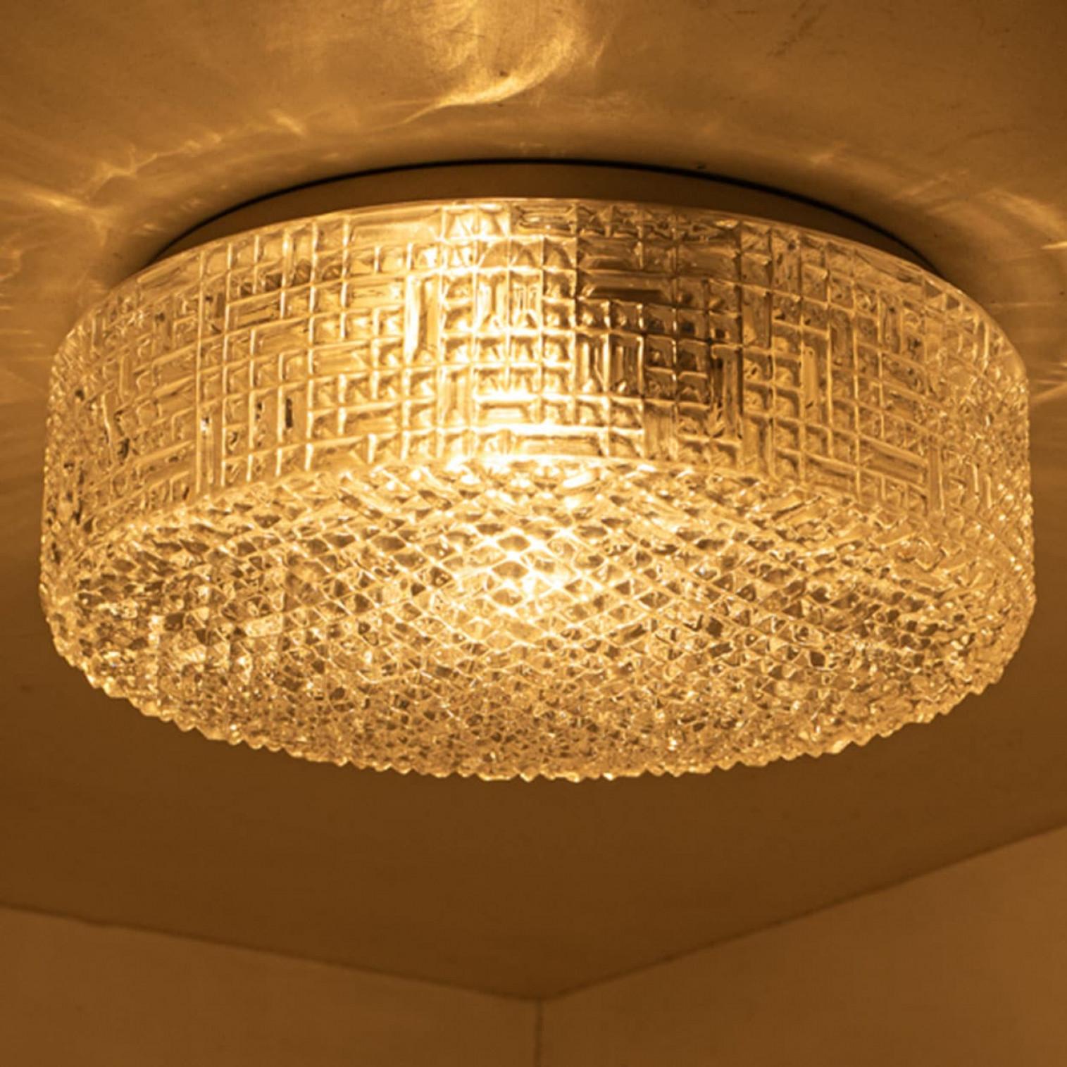 1 of the 2 Glass Silver Flush Mount In Style Of Helena Tynell, Germany 1960s en venta 4