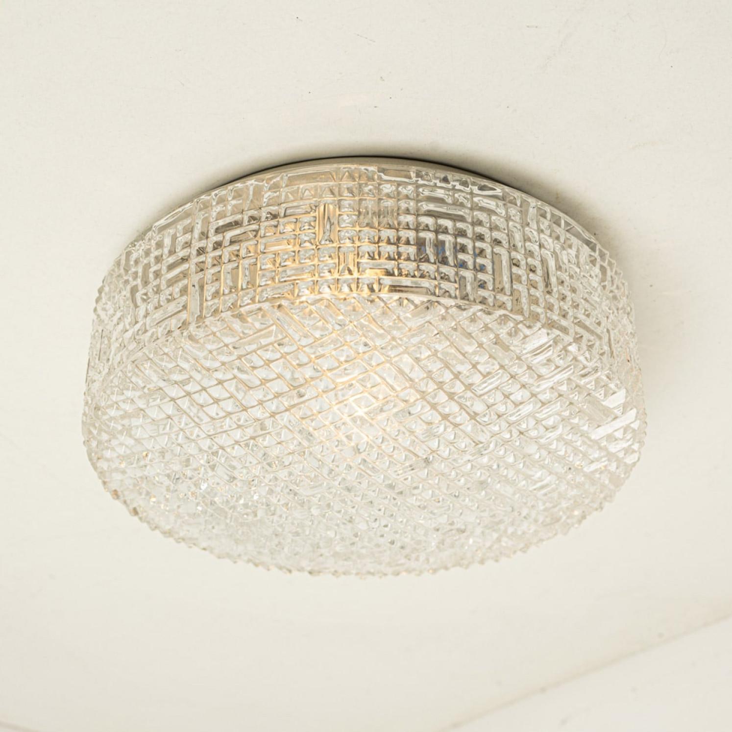 1 of the 2 Glass Silver Flush Mount In Style Of Helena Tynell, Germany 1960s en venta 8